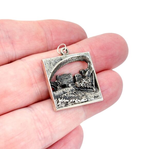 Vintage Sterling Silver 925 Spokane Scenic Pendant - Picture 1 of 6